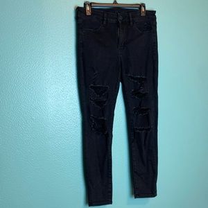 American eagle cropped ripped black jeans